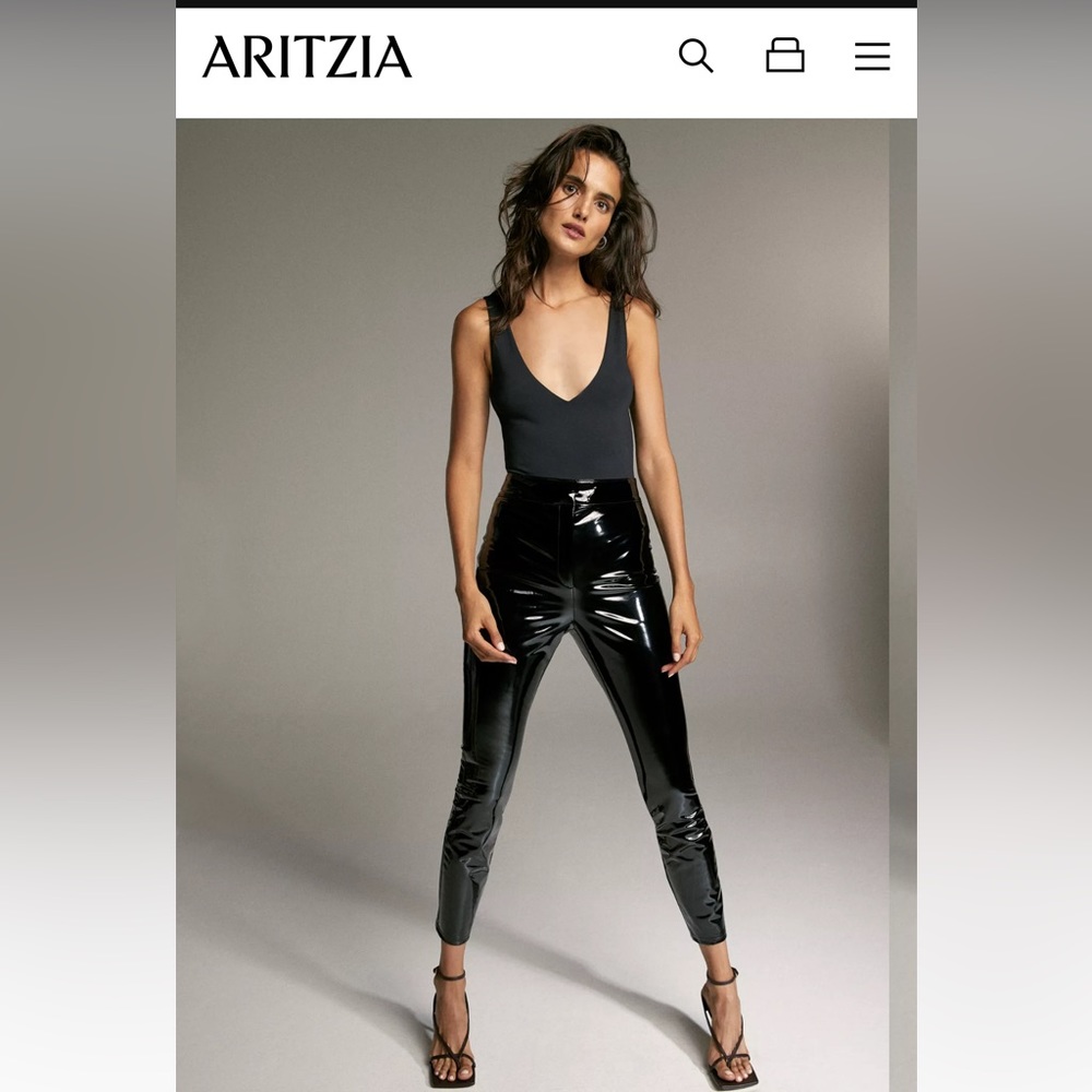 Aritzia Black Caspian Patent Leather pant size 2